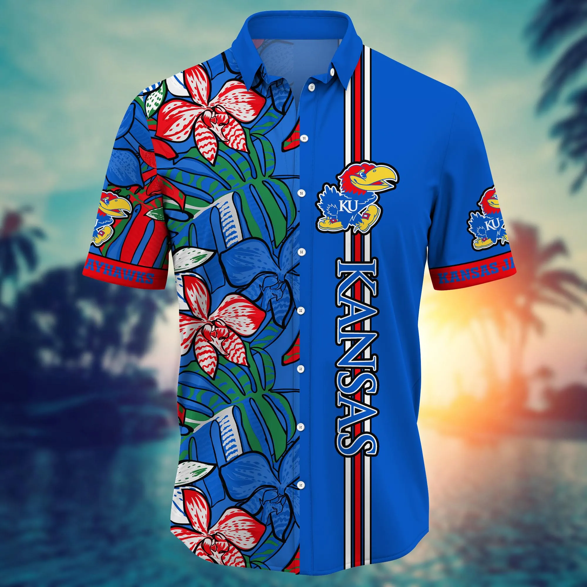 Kansas Jayhawks NCAA Hawaiian Shirt Hot Sands Ninety-Minute Game Shirts