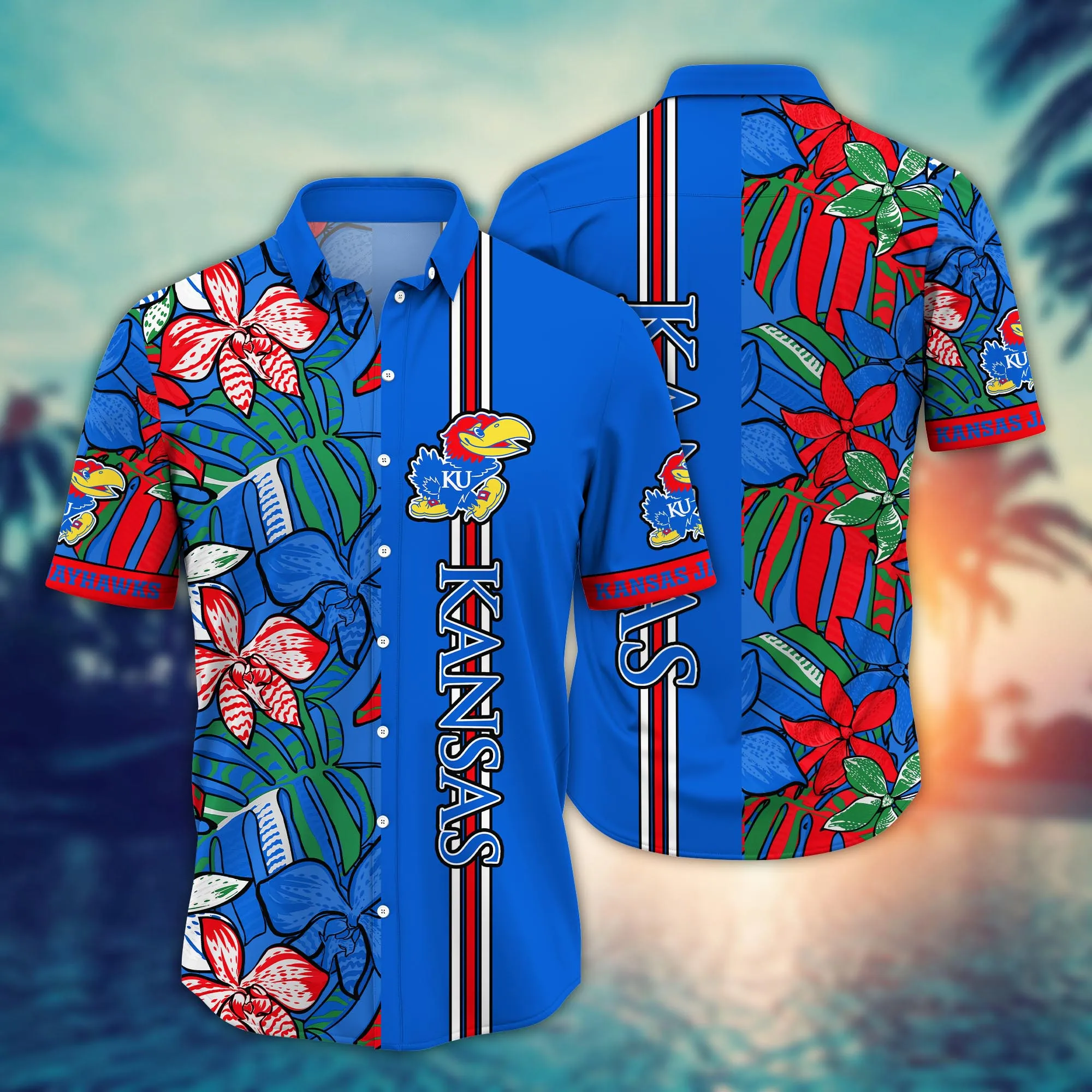 Kansas Jayhawks NCAA Hawaiian Shirt Hot Sands Ninety-Minute Game Shirts