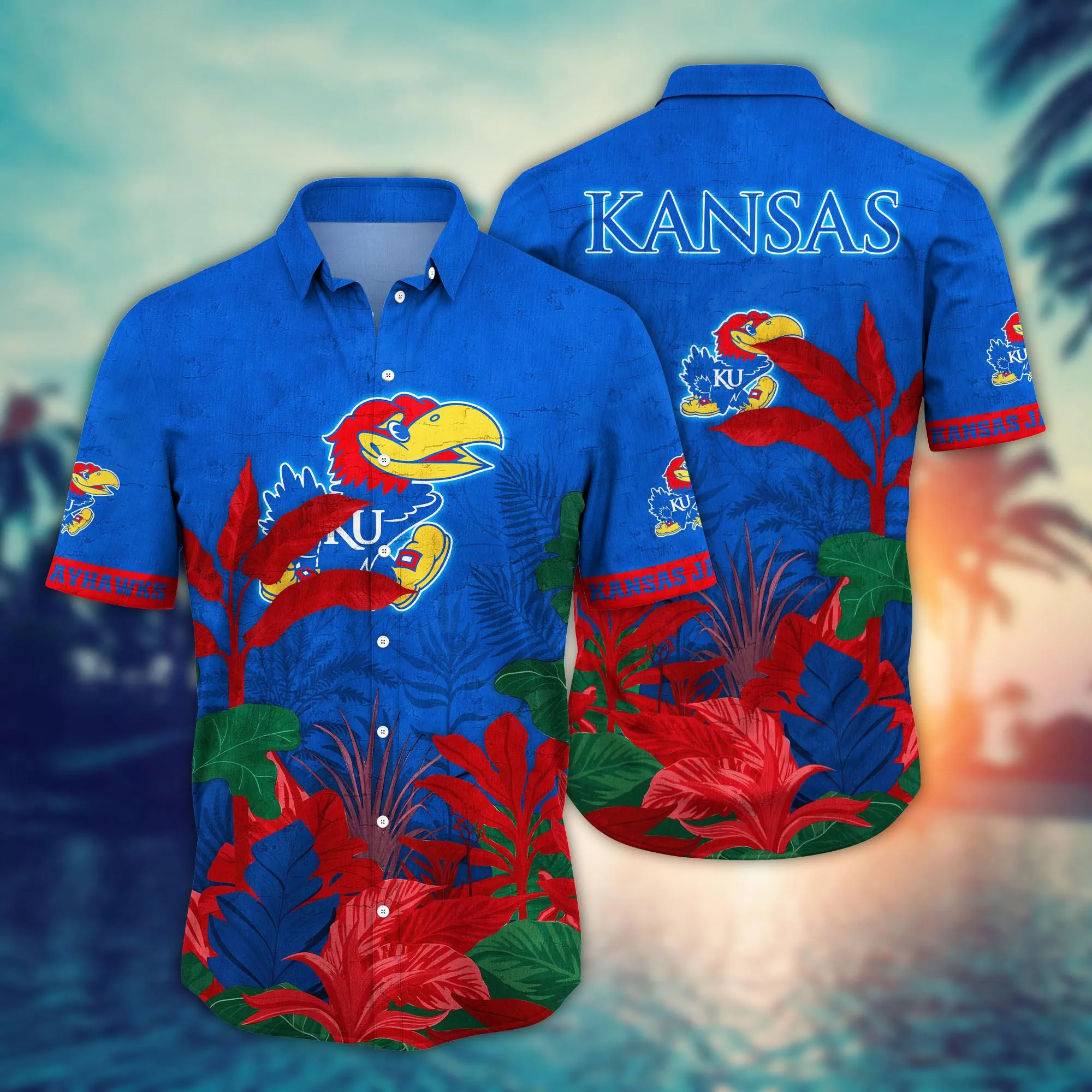 Kansas Jayhawks NCAA Hawaiian Shirt Hot Sands Penalty Game Shirts Kansas Jayhawks NCAA Hawaiian Shirt Hot Sands Penalty Game Shirts