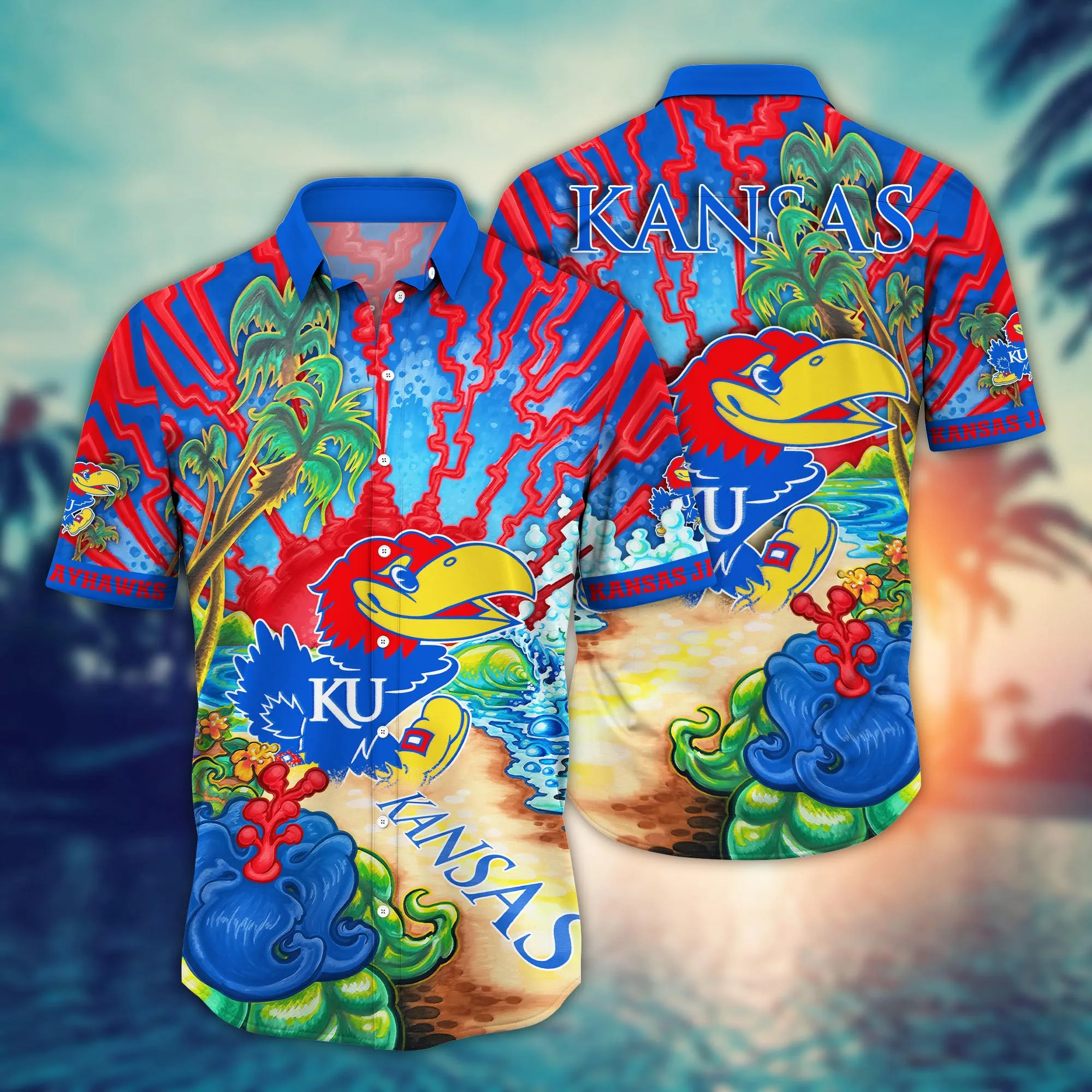 Kansas Jayhawks NCAA Hawaiian Shirt Summer Campstime Aloha Shirt Kansas Jayhawks NCAA Hawaiian Shirt Summer Campstime Aloha Shirt