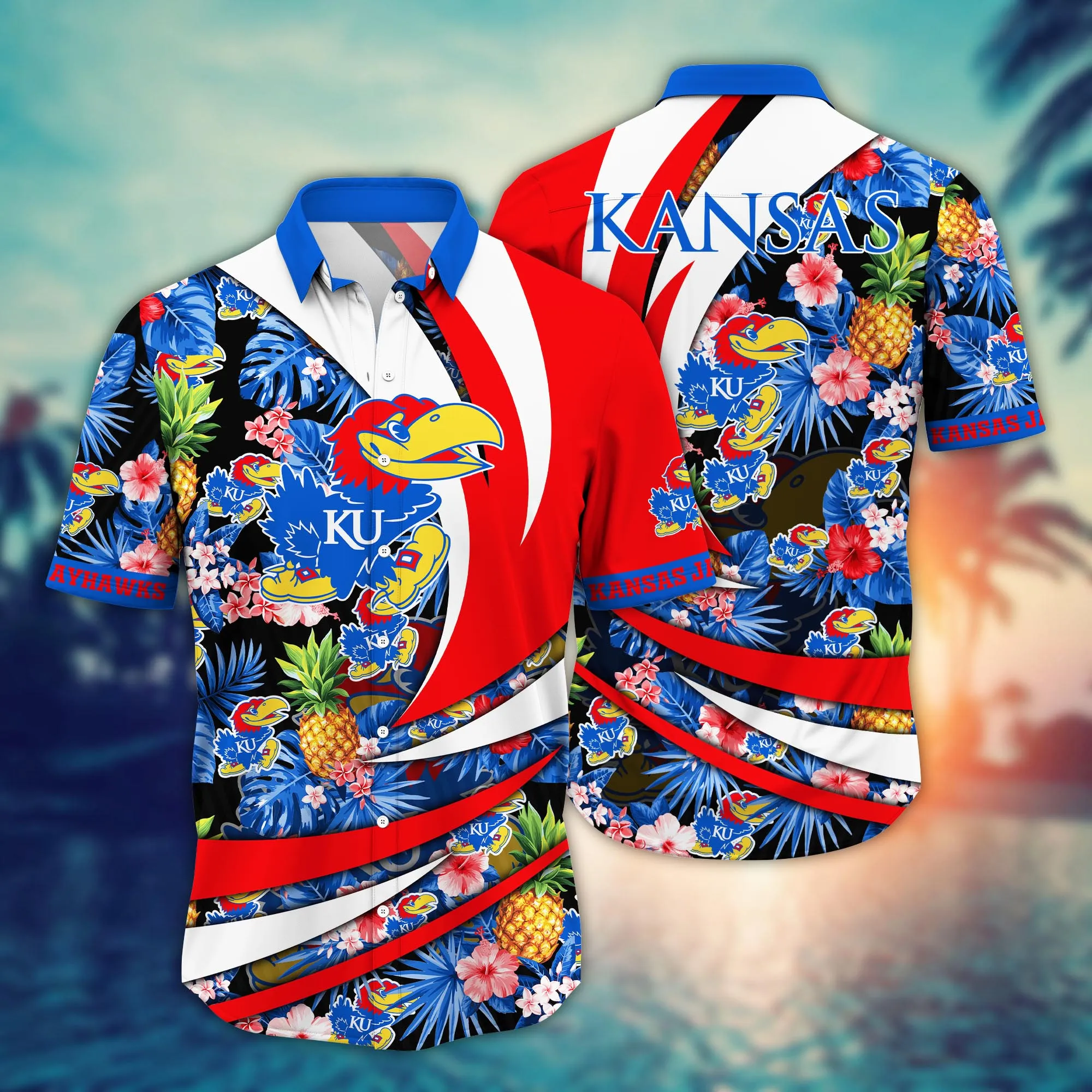 Kansas Jayhawks NCAA Hawaiian Shirt Surfing Aloha Shirt Kansas Jayhawks NCAA Hawaiian Shirt Surfing Aloha Shirt