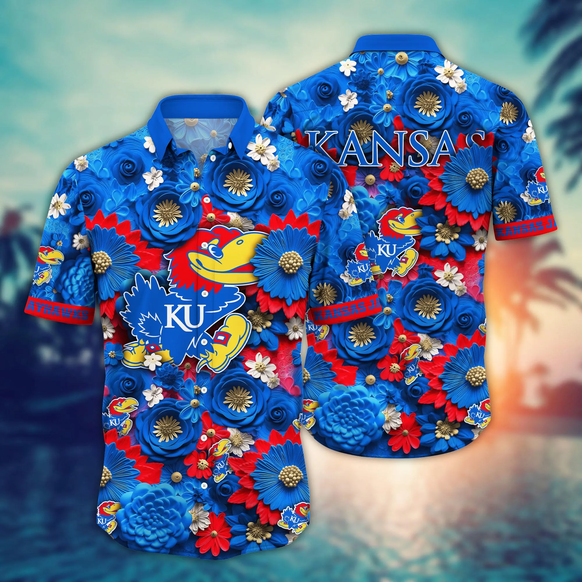 Kansas Jayhawks NCAA Hawaiian Shirt Trending For This Summer Customize Shirt Any Team Kansas Jayhawks NCAA Hawaiian Shirt Trending For This Summer Customize Shirt Any Team