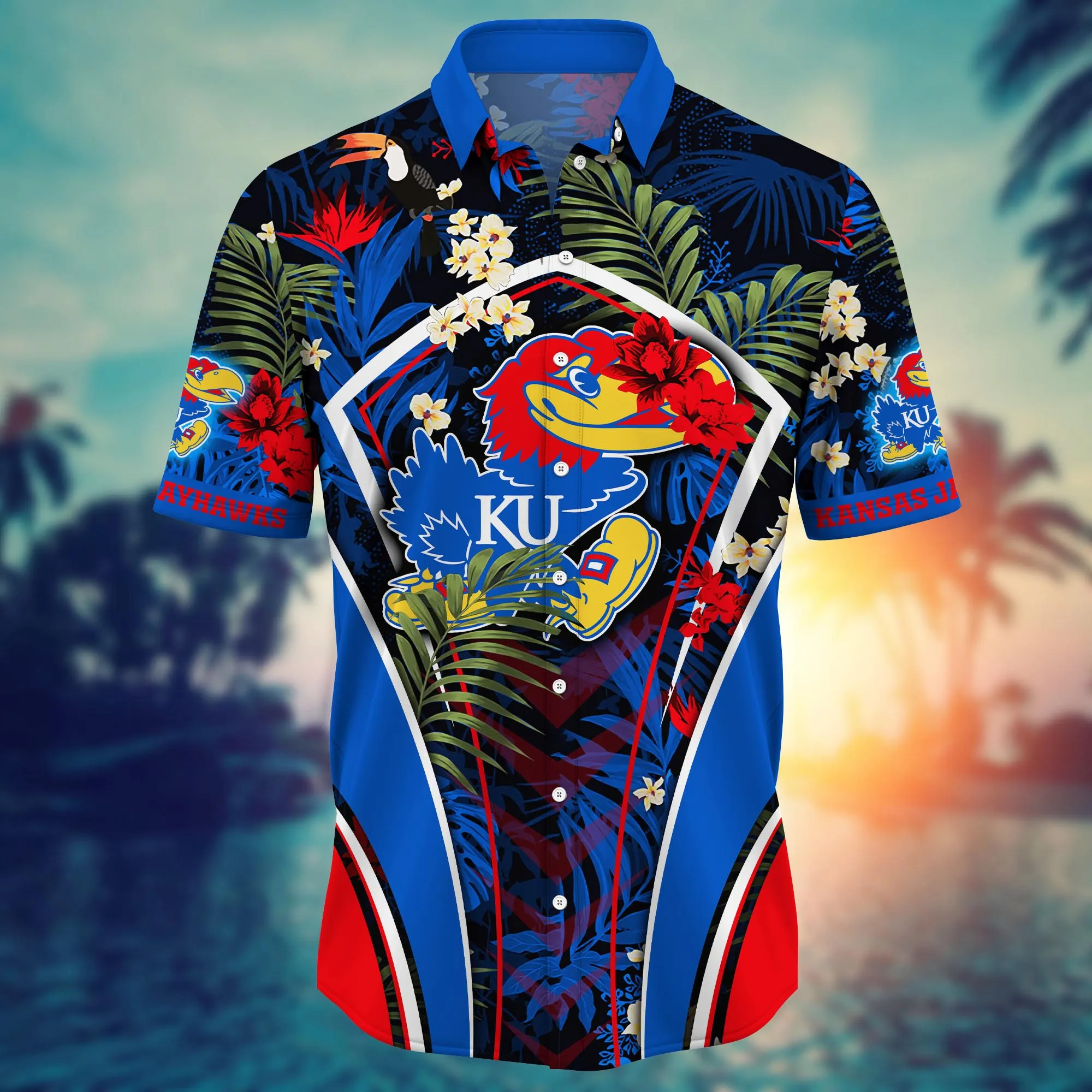 Kansas Jayhawks NCAA Hawaiian Shirt Vacation Spots Aloha Shirt