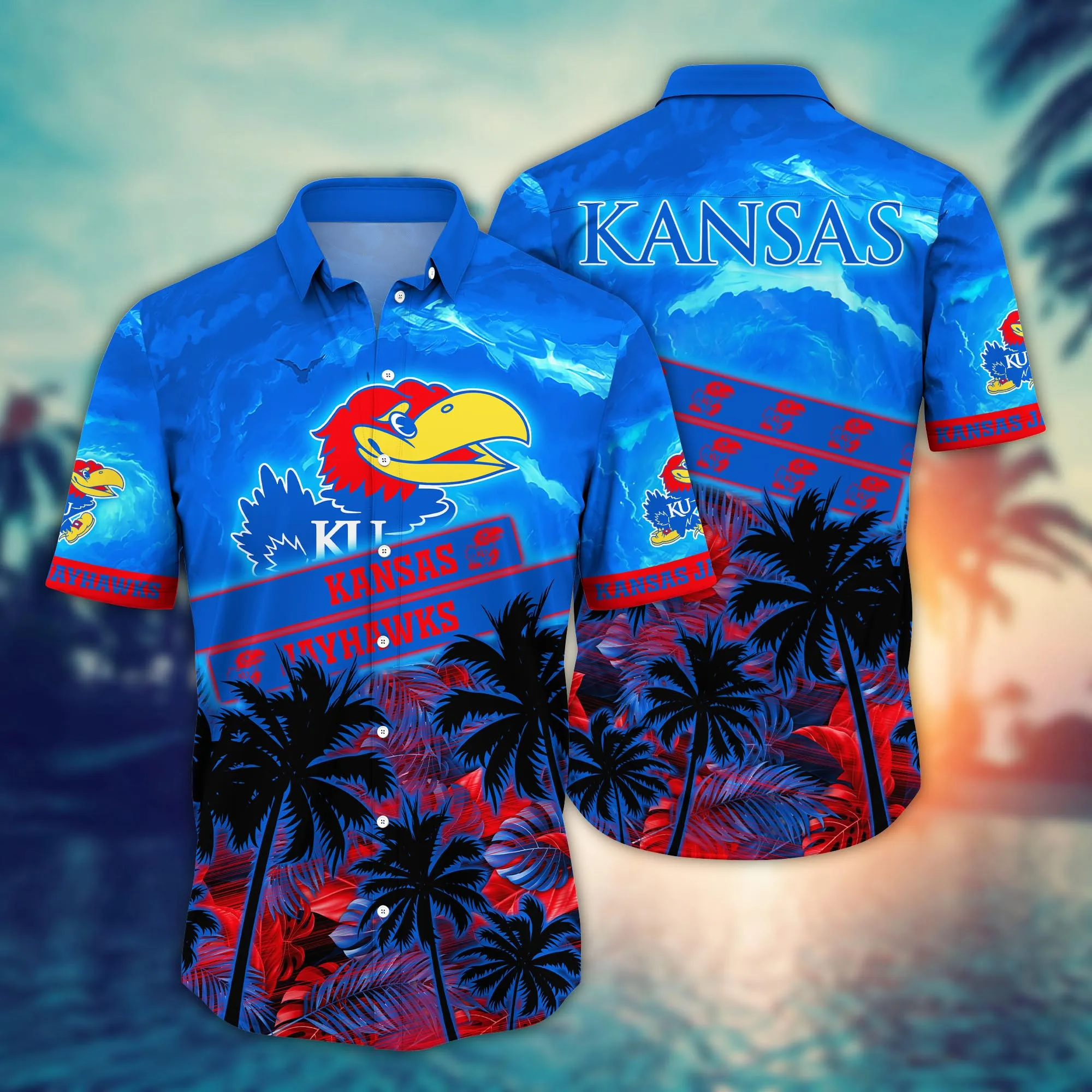Kansas Jayhawks NCAA Hawaiian Shirt Warm-Weather Aloha Shirt Kansas Jayhawks NCAA Hawaiian Shirt Warm-Weather Aloha Shirt
