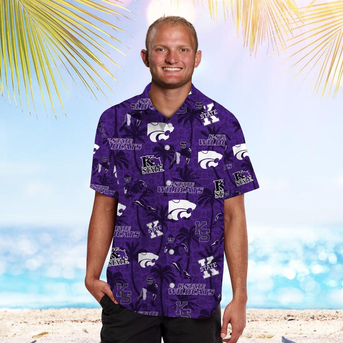 Kansas State Wildcats BeacCoconut Tree Design Hawaiian Shirt