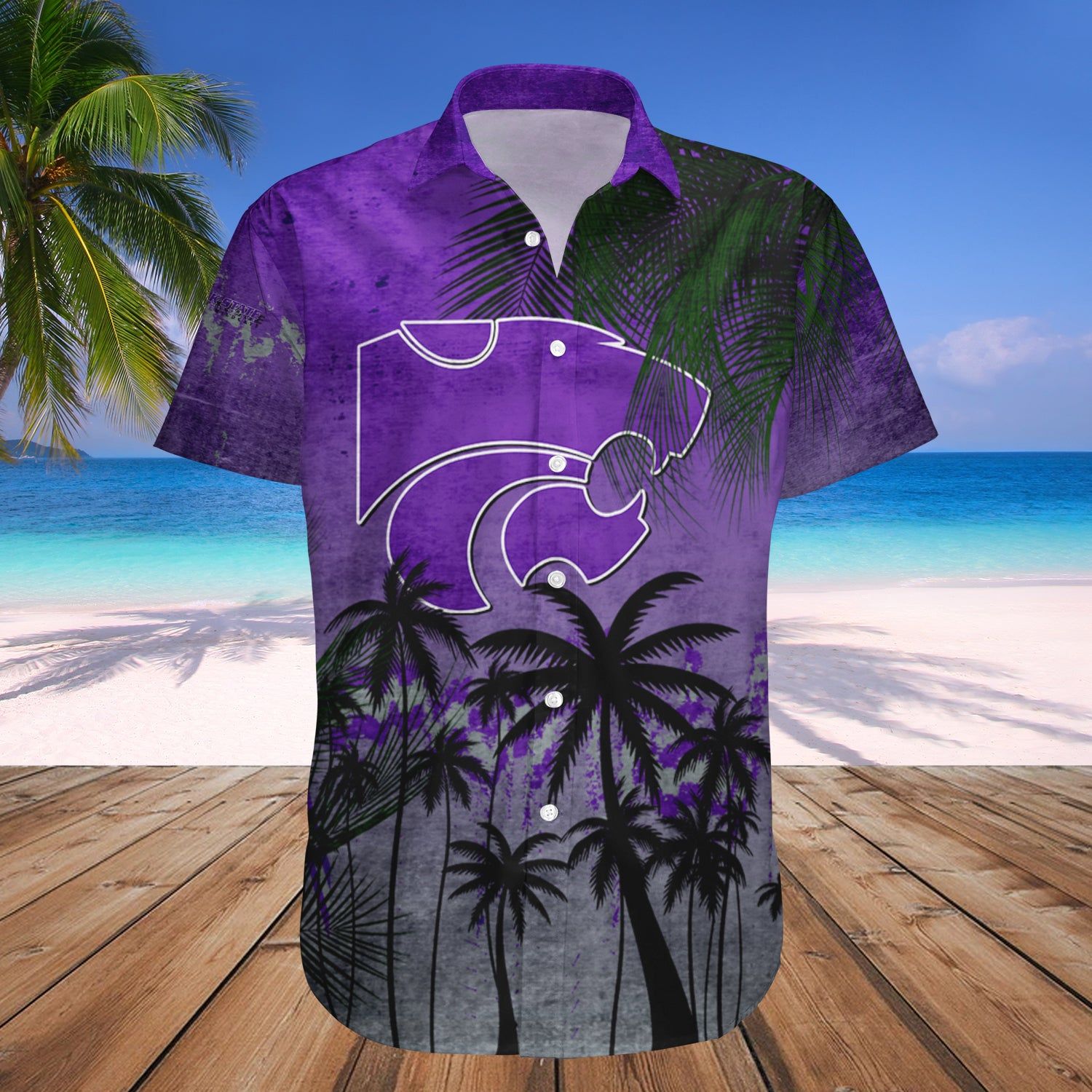 Kansas State Wildcats Hawaii Shirt Coconut Tree Tropical Grunge – NCAA