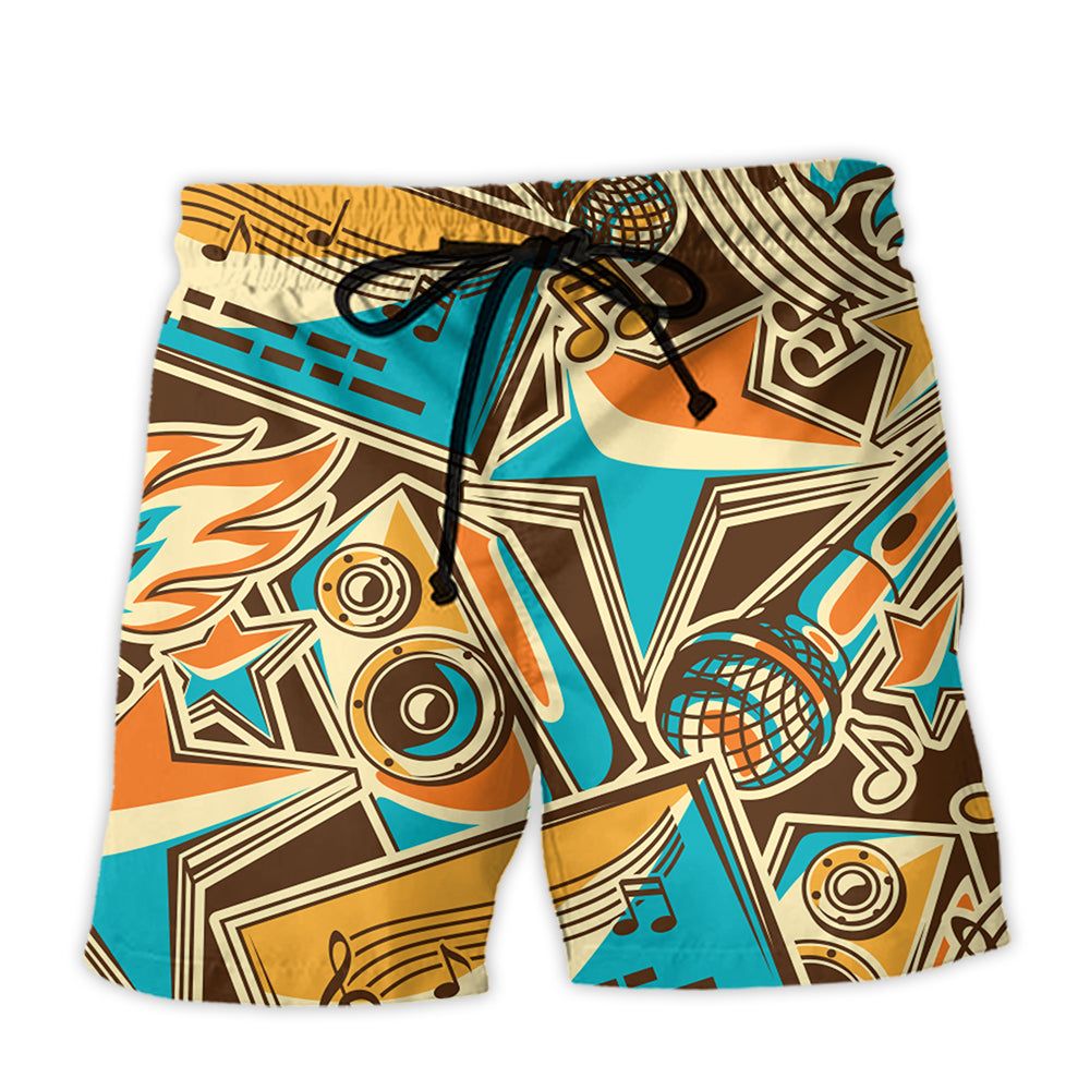 Karaoke Vintage Color Music Lover Trendy Aloha Hawaiian Beach Shorts Karaoke Vintage Color Music Lover Trendy Aloha Hawaiian Beach Shorts