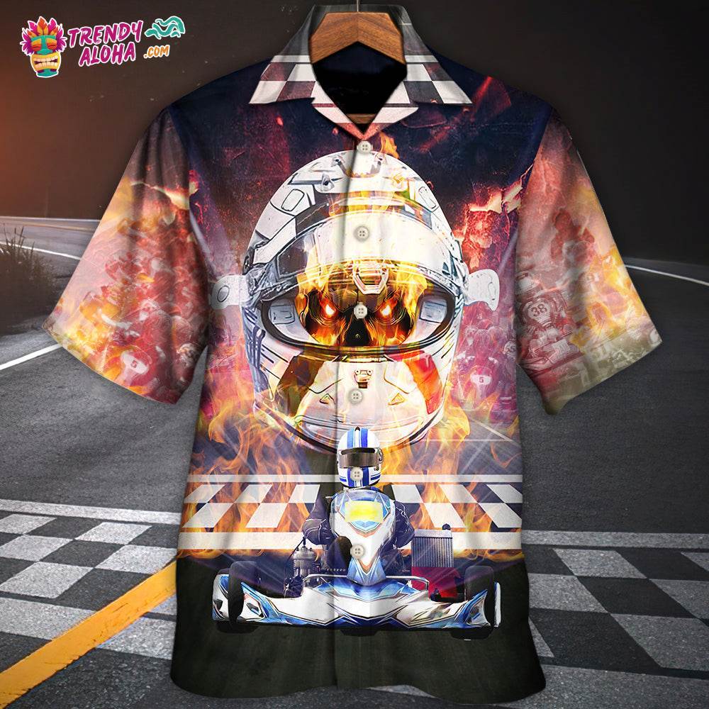 Kart Racing Skull Fire Faster And Faster Hawaiian Shirt – Trendy Aloha