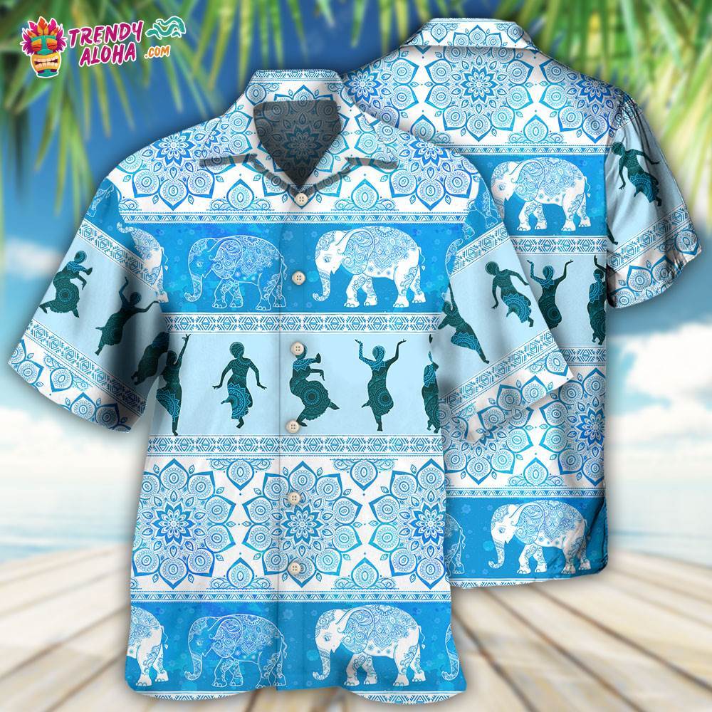 Kathak Elephant Pattern Hawaiian Shirt – Trendy Aloha