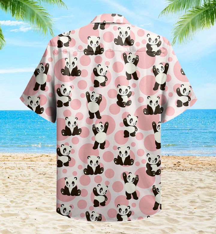 Kawaii Panda Bears Cute Pandas Pink Trendy Hawaiian Shirt 3D, Panda Green Tropical Leaves Trendy Hawaiian Shirt, Panda Lover Trendy Hawaiian Shirt For