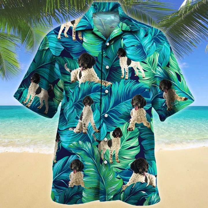 Kawaii Portuguese Water Dog Lovers Gift Summer Beach Palm Tree Pattern Trendy Hawaiian Shirt Kawaii Portuguese Water Dog Lovers Gift Summer Beach Palm Tree Pattern Trendy Hawaiian Shirt