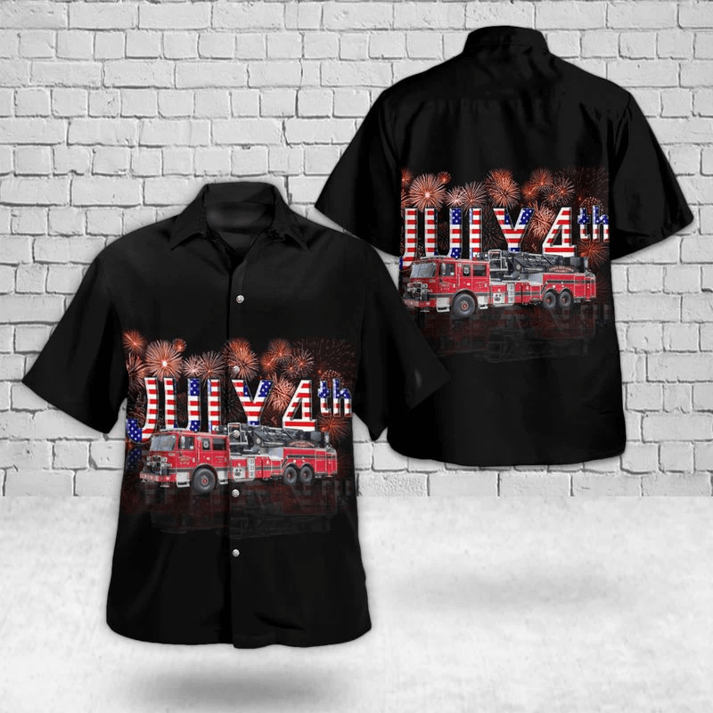 Keasbey, New Jersey, Woodbridge Township Fire District No.4, 4Th Of July Trendy Hawaiian Shirt