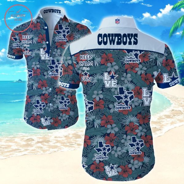 Keep Calm While Supporting Dallas Cowboys on Hawaiian Shirt