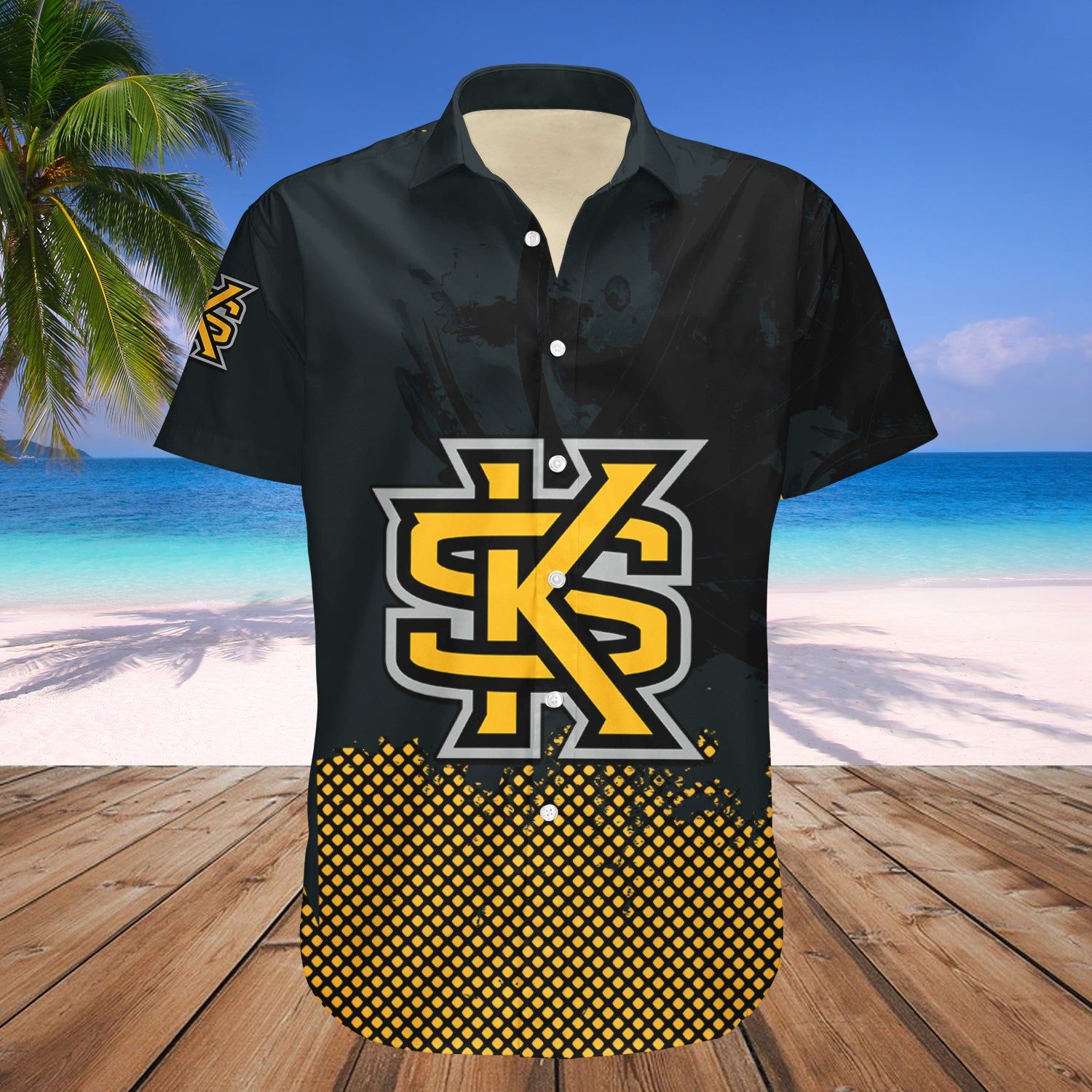 Kennesaw State Owls Hawaii Shirt Basketball Net Grunge Pattern – NCAA