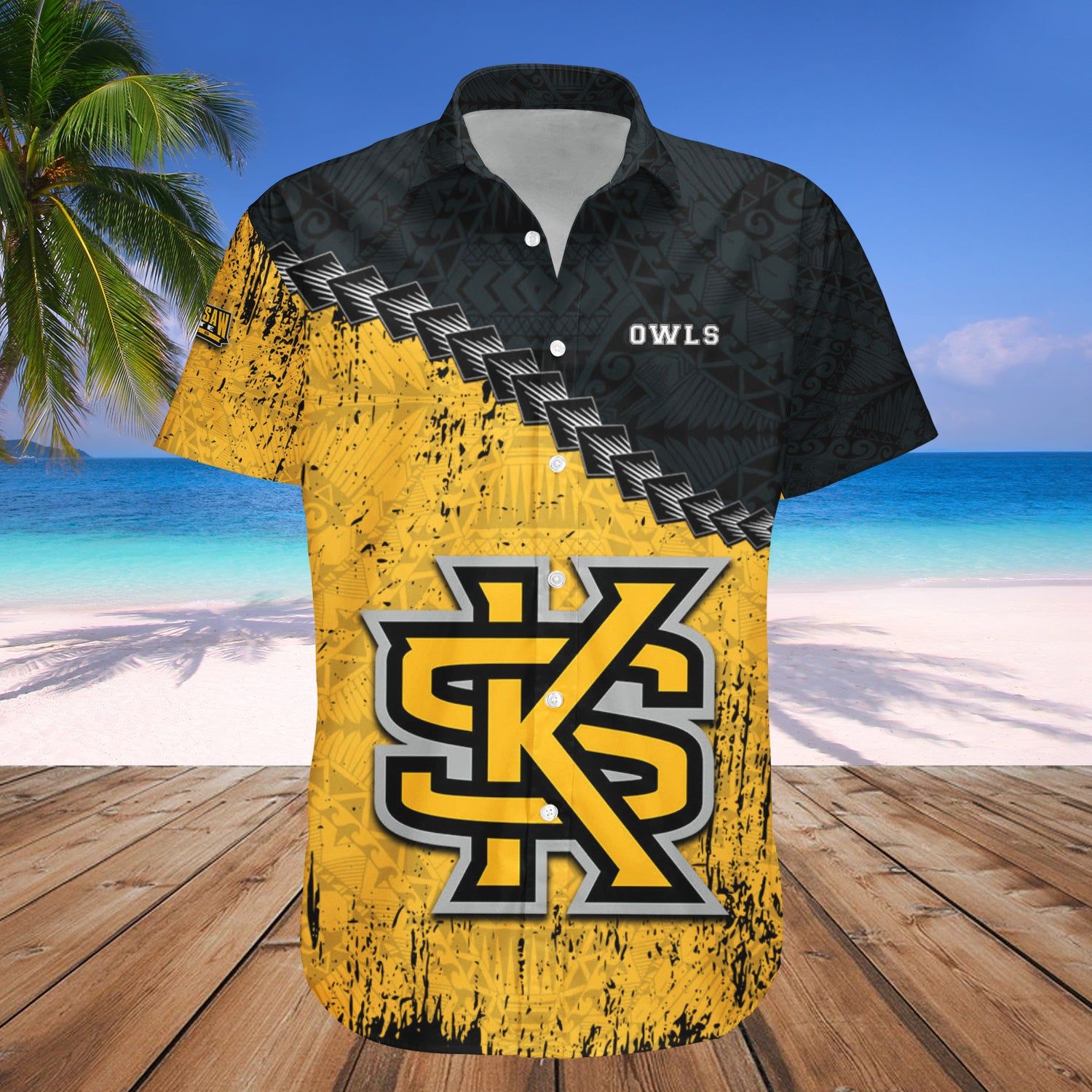 Kennesaw State Owls Hawaii Shirt Grunge Polynesian Tattoo – NCAA
