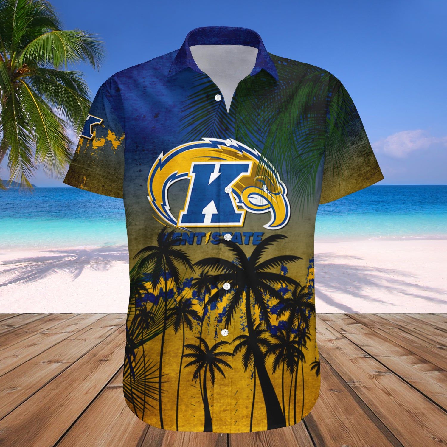 Kent State Golden Flashes Hawaii Shirt Coconut Tree Tropical Grunge – NCAA