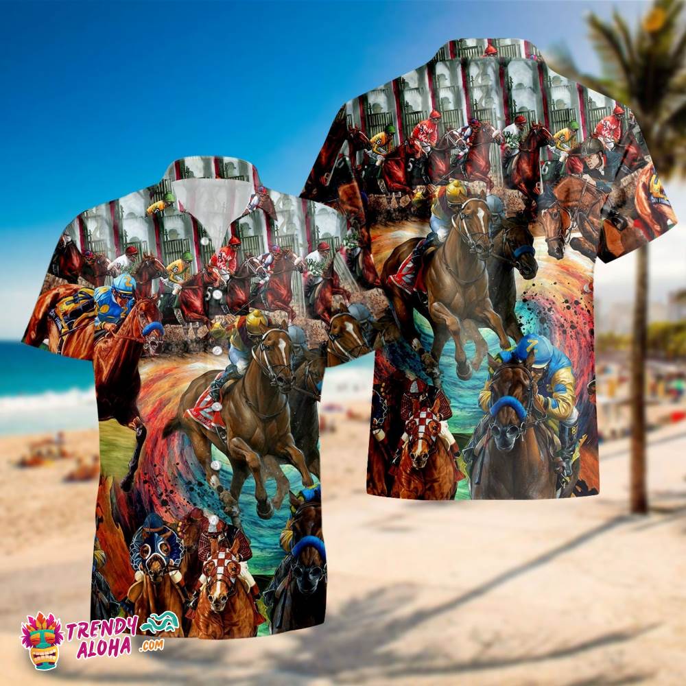 Kentucky Horse Racing Hawaiian Shirt, Kentucky Derby Horse Racing Shirt, Racing Hawaii Shirt, Racing Horse American Hawaiian Shirt