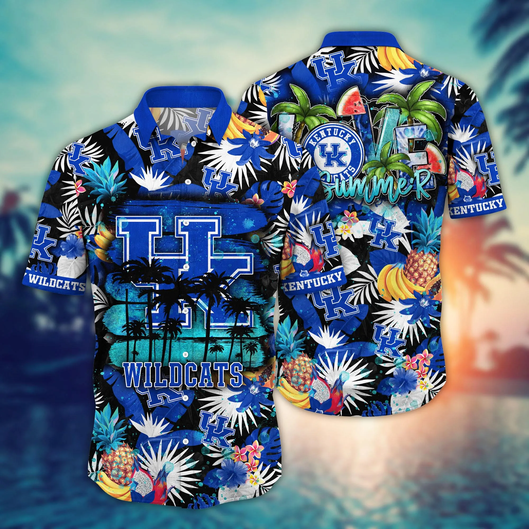 Kentucky Wildcats NCAA Hawaiian Shirt Sun Showerstime Aloha Shirt Kentucky Wildcats NCAA Hawaiian Shirt Sun Showerstime Aloha Shirt