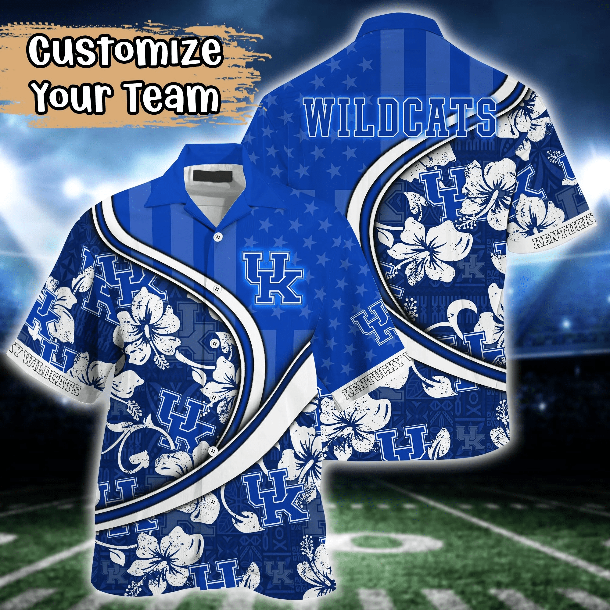Kentucky Wildcats NCAA Us Flag Hawaiian Shirt Custom Summer Aloha Shirt Kentucky Wildcats NCAA Us Flag Hawaiian Shirt Custom Summer Aloha Shirt