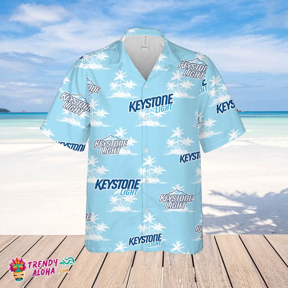 Keystone Light Hawaiian Coconut Island Pattern Hawaiian Beer Lover Shirt, Classic Flowers Beer Aloha Shirt
