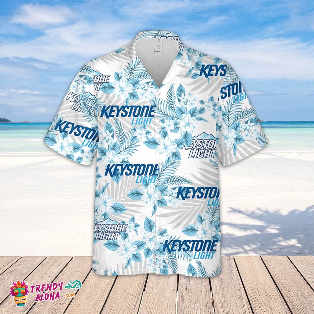 Keystone Light Hawaiian Flowers Pattern Shirt, Hawaiian Beer Lover Shirt, Classic Flowers Beer Aloha Shirt