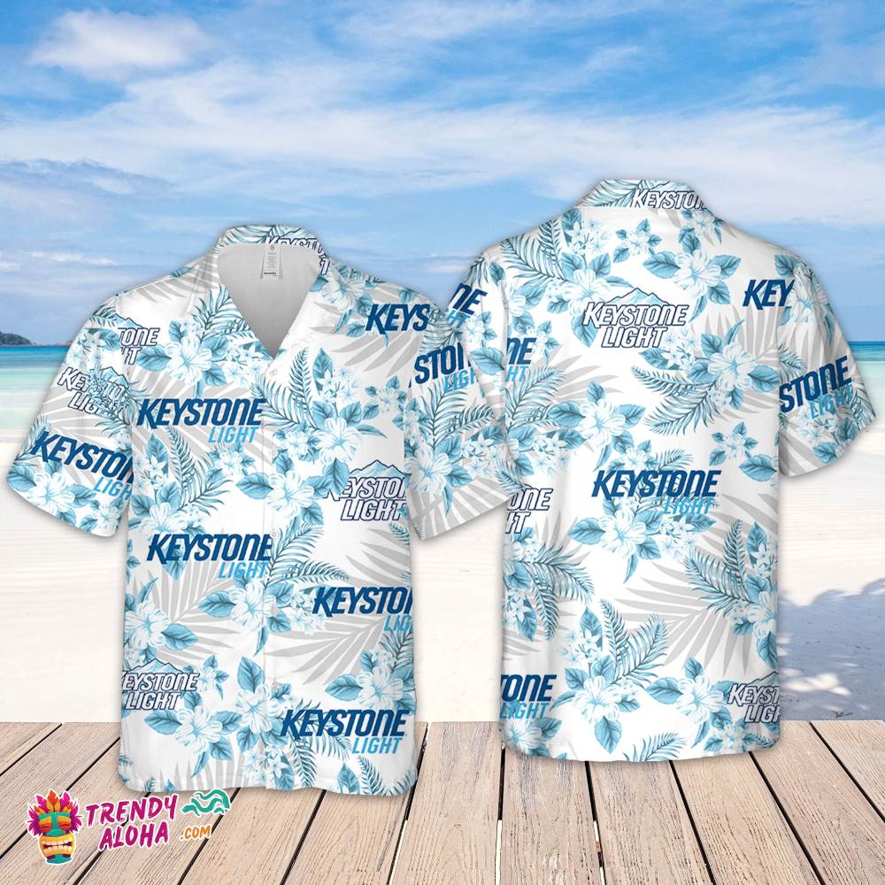 Keystone Light Hawaiian Flowers Pattern Shirt, Hawaiian Beer Lover Shirt, Classic Flowers Beer Aloha Shirt