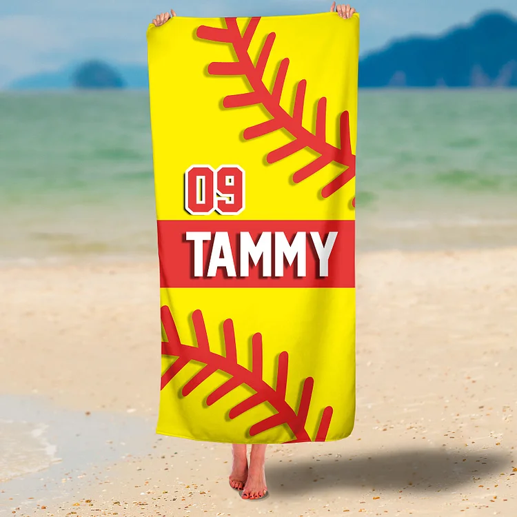 Kid Baseball Design Personalized Beach Towels Perfect Summer Beach