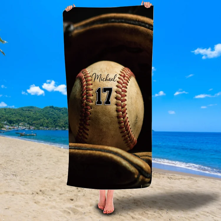 Kid Baseball Design Personalized Beach Towels Perfect Summer Beach