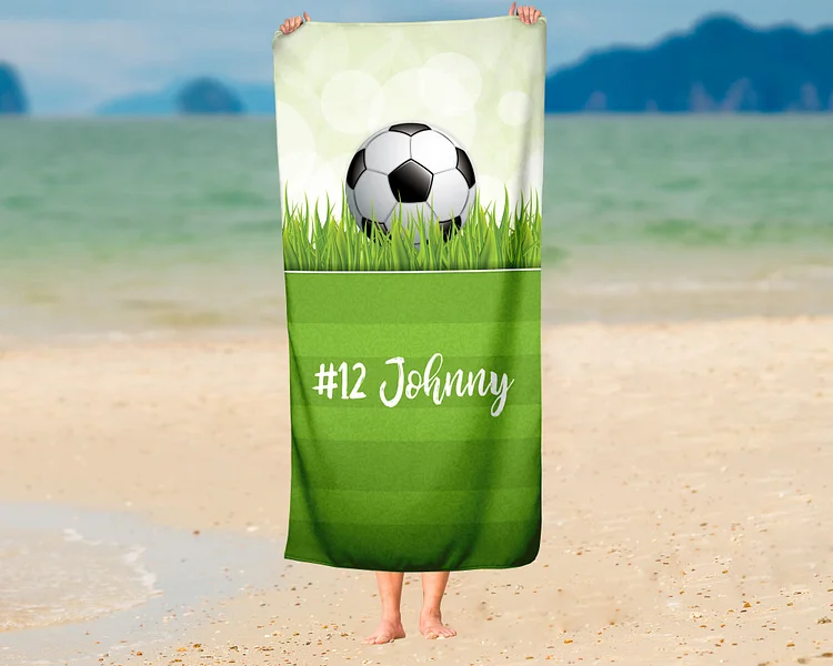 Kids Football Field Design Personalized Beach Towels Summer Essential