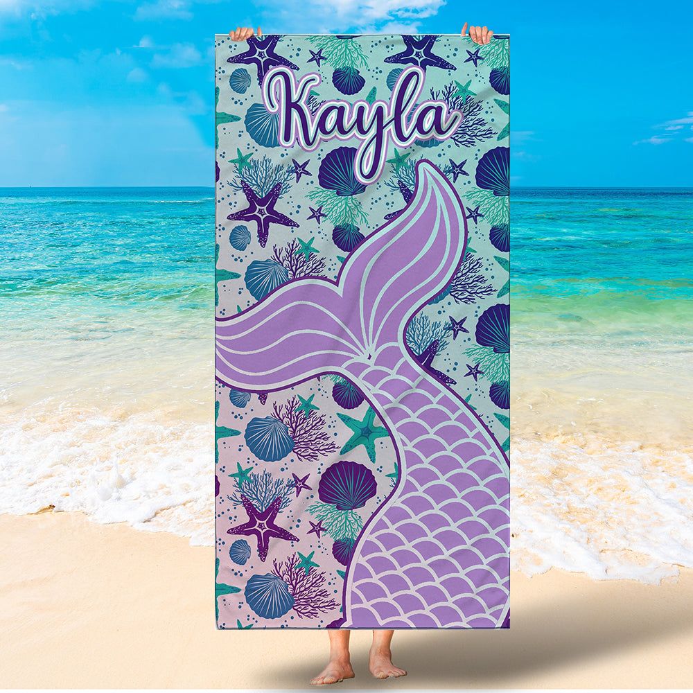 Kids Personalized Mermaid Tail Lovely Summer Beach Towels Design