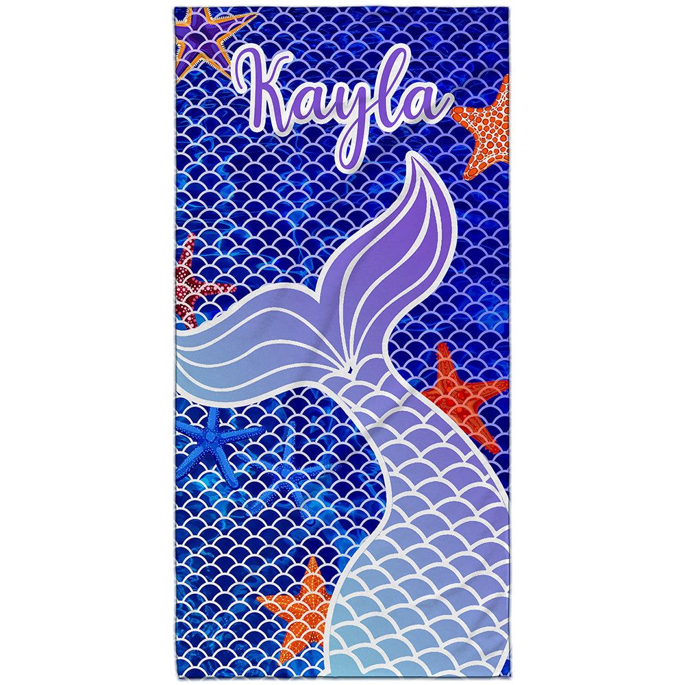 Kids Personalized Mermaid Tail Lovely Summer Beach Towels Design