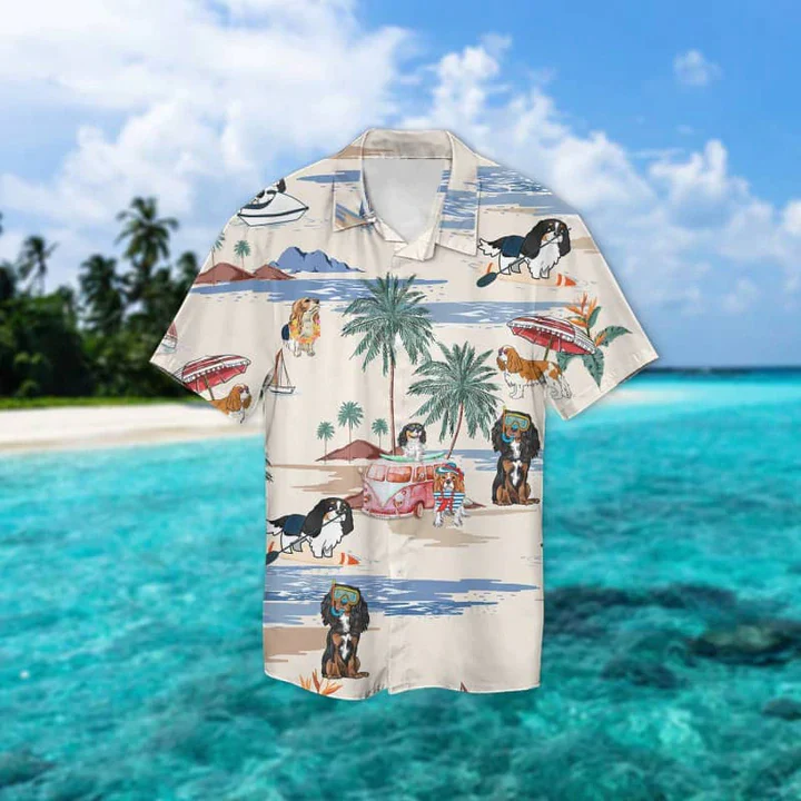 King Charles Summer Beach Trendy Hawaiian Shirt, Trendy Hawaiian Shirts For Men Women Short Sleeve Aloha Beach Shirt