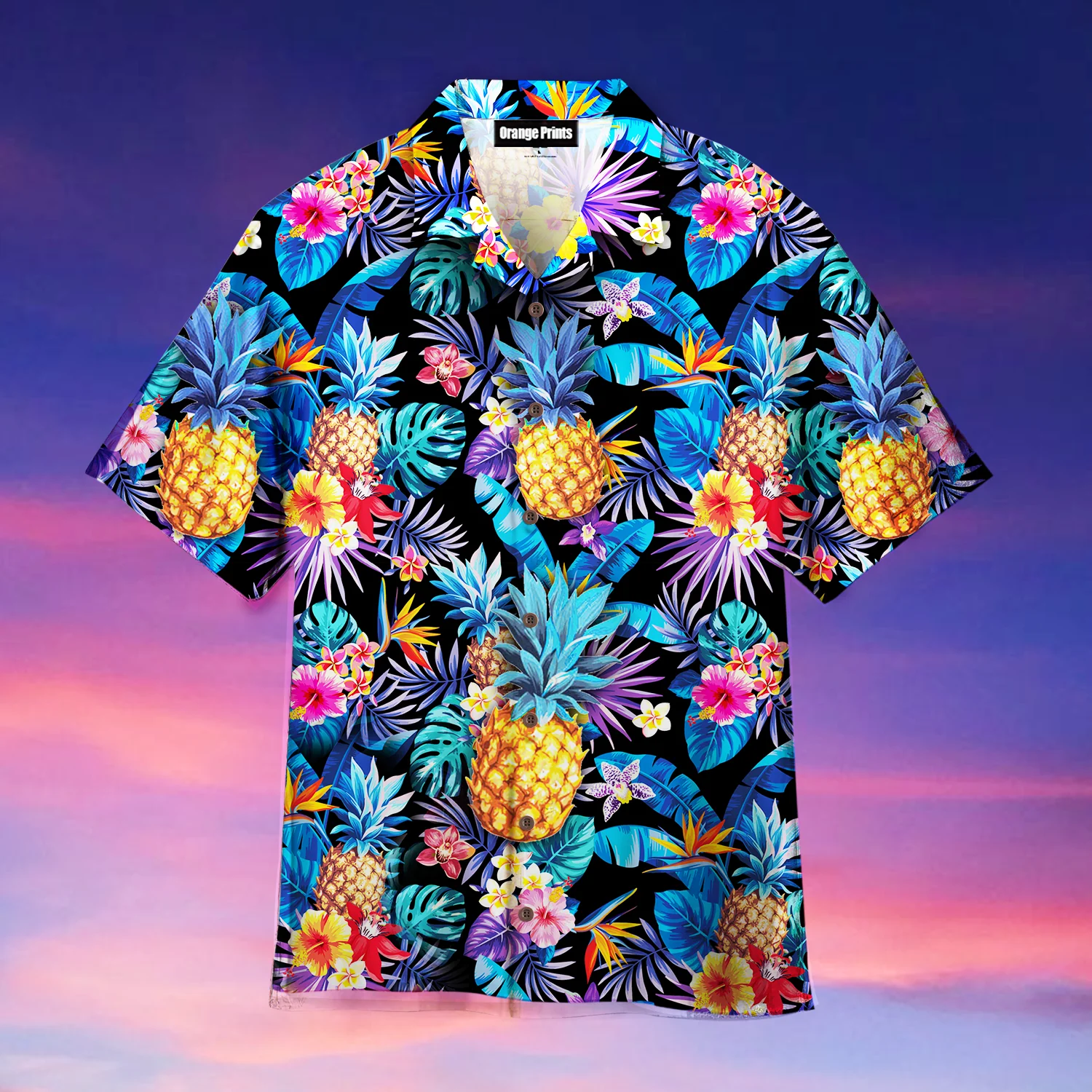 King Kameha Pineapple Hibiscus Flower Hawaiian Shirt For