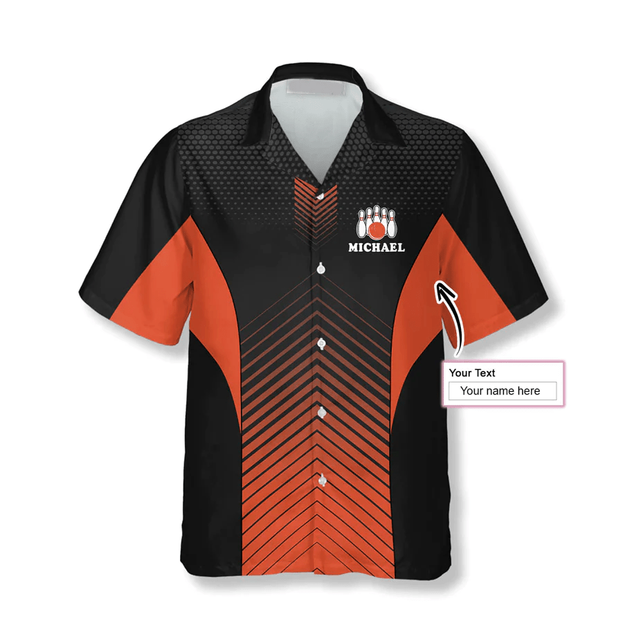 King Of The Lanes Orange Custom Bowling Trendy Hawaiian Shirt, Summer Gift For Bowling Team