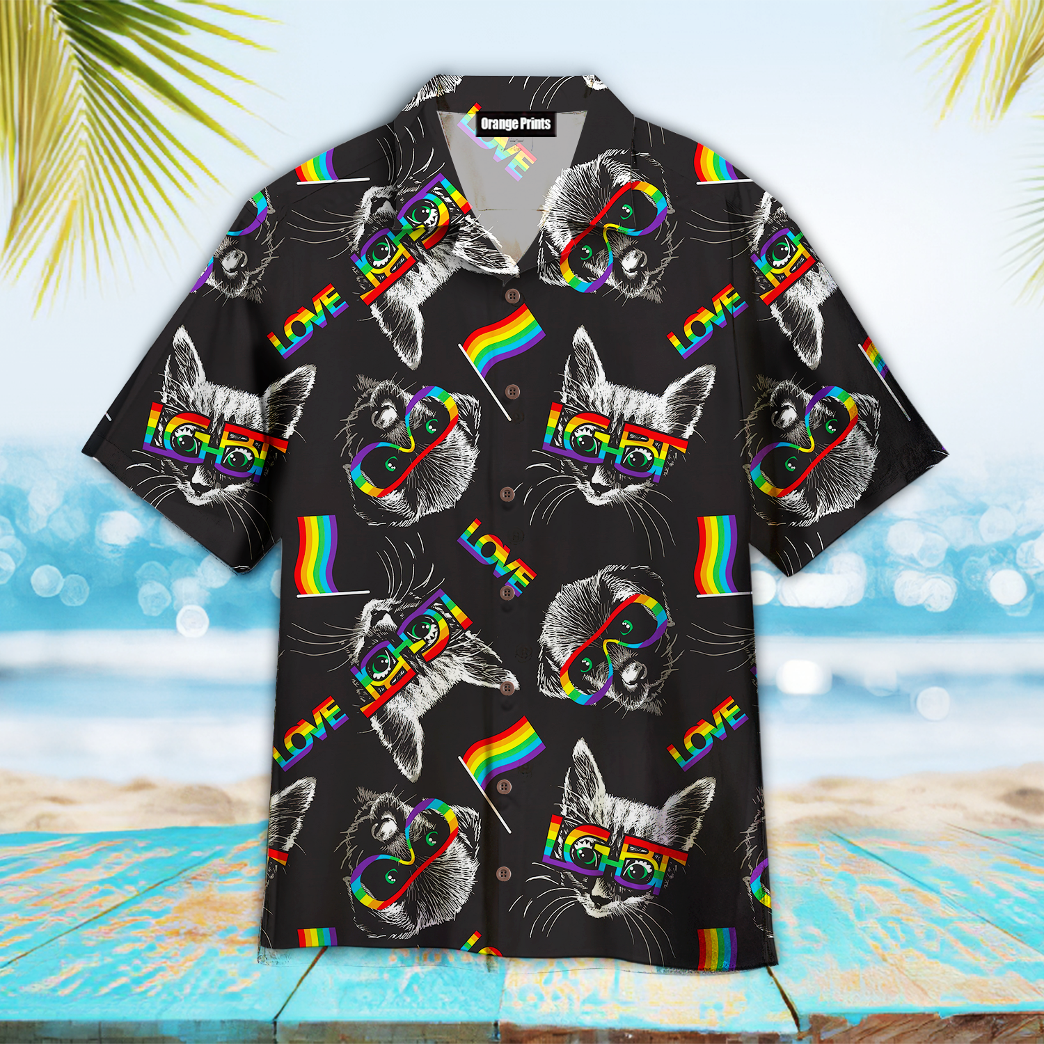 Kitten Puppy Faces With Glasses Lgbt Symbols Aloha Hawaiian Shirts For Men And Women |