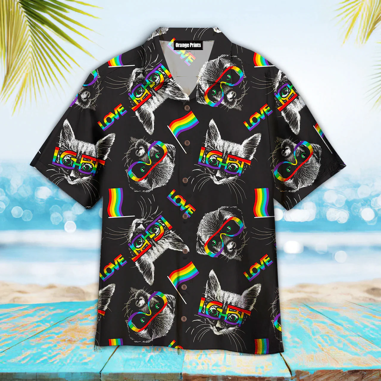 Kitten Puppy Faces With Glasses Lgbt Symbols Aloha Trendy Hawaiian Shirts