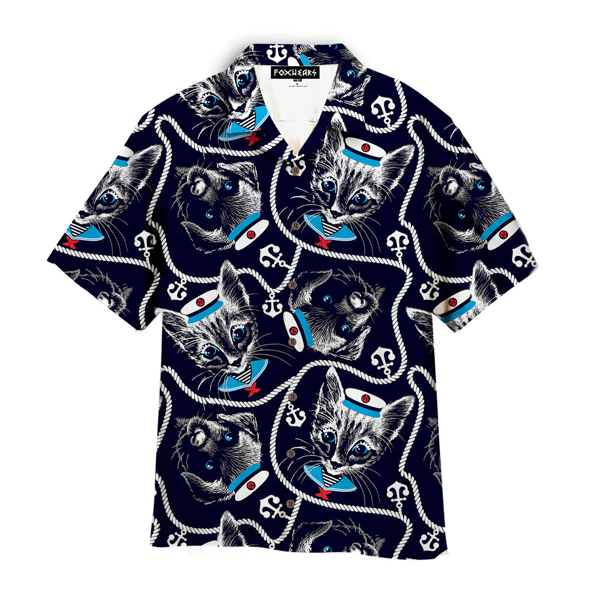 Kitten Puppy Sailor Pattern Trendy Hawaiian Shirt For Aloha Shirt