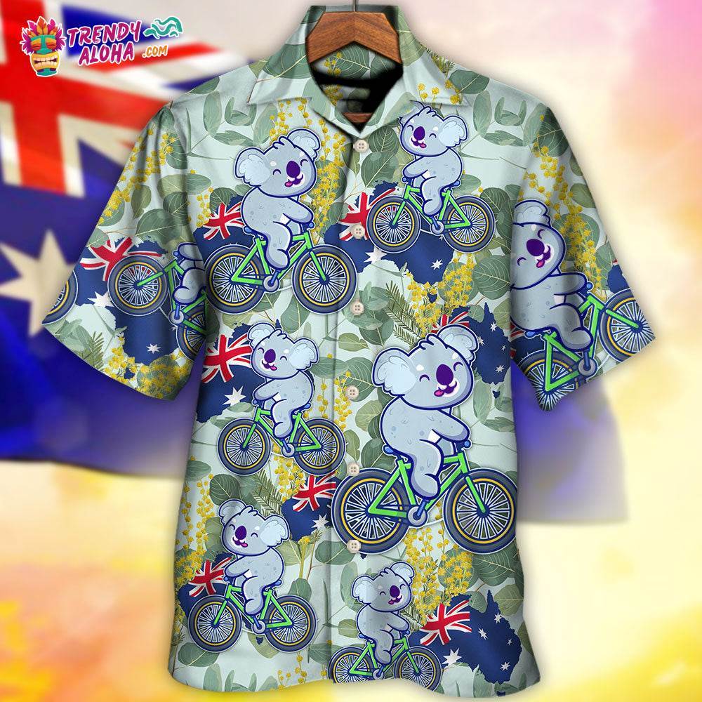 Koala Australia Ride Cycling Art Hawaiian Shirt – Trendy Aloha
