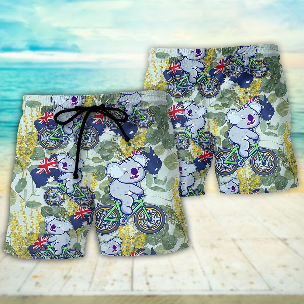 Koala Australia Ride Cycling Art Vibe Trendy Aloha Hawaiian Beach Shorts