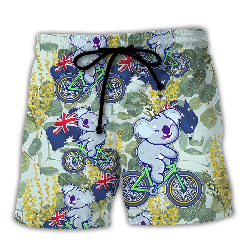 Koala Australia Ride Cycling Art Vibe Trendy Aloha Hawaiian Beach Shorts Koala Australia Ride Cycling Art Vibe Trendy Aloha Hawaiian Beach Shorts