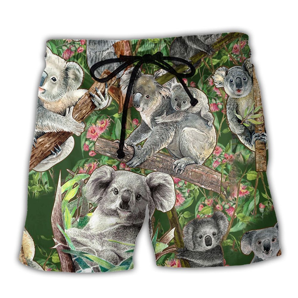 Koala Love Trees Floral Trendy Aloha Hawaiian Beach Shorts Koala Love Trees Floral Trendy Aloha Hawaiian Beach Shorts