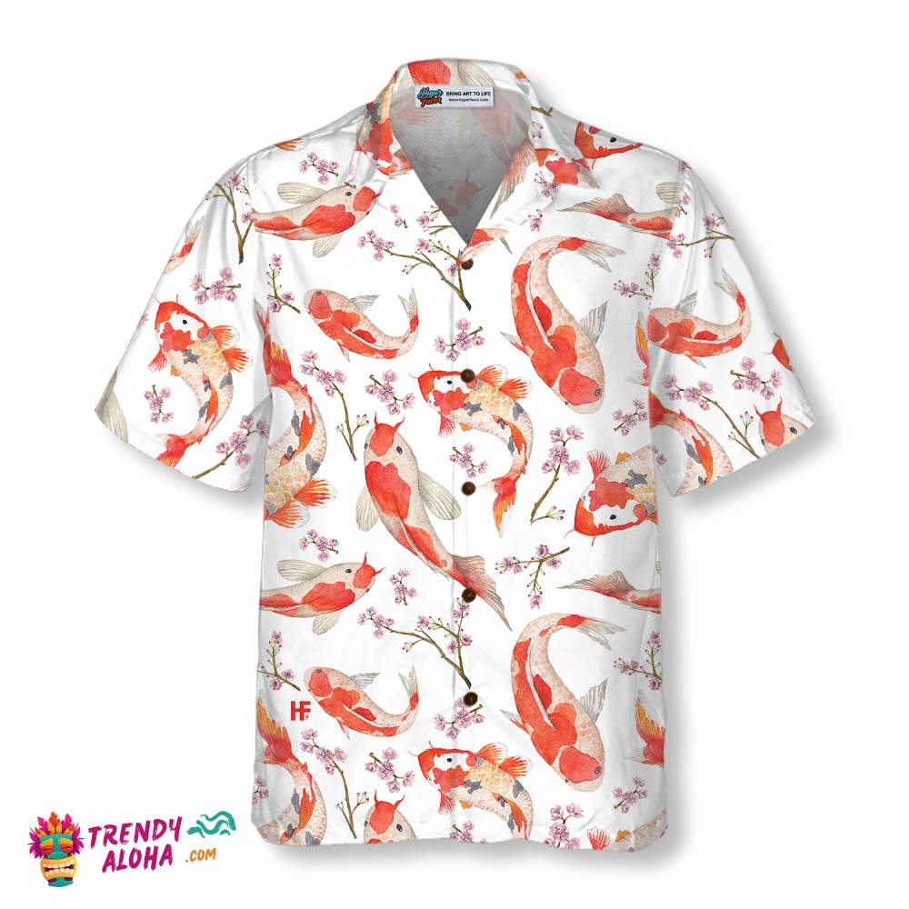 Koi Fish And Cherry Blossom Hawaiian Shirt
