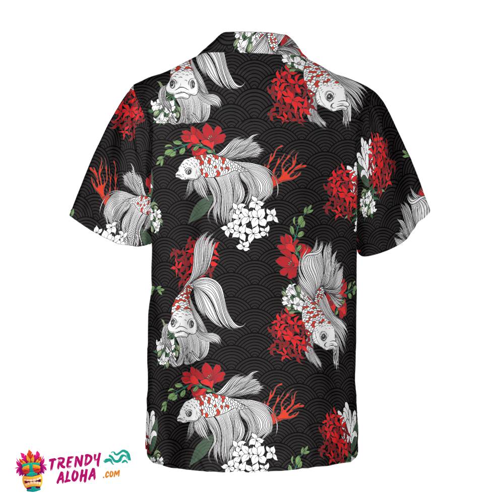 Koi Fish And Flowers Hawaiian Shirt