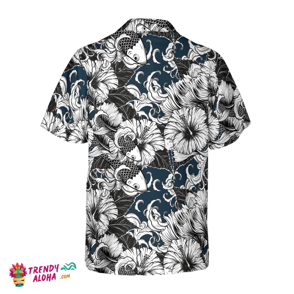Koi Fish And Hibiscus Flower Hawaiian Shirt