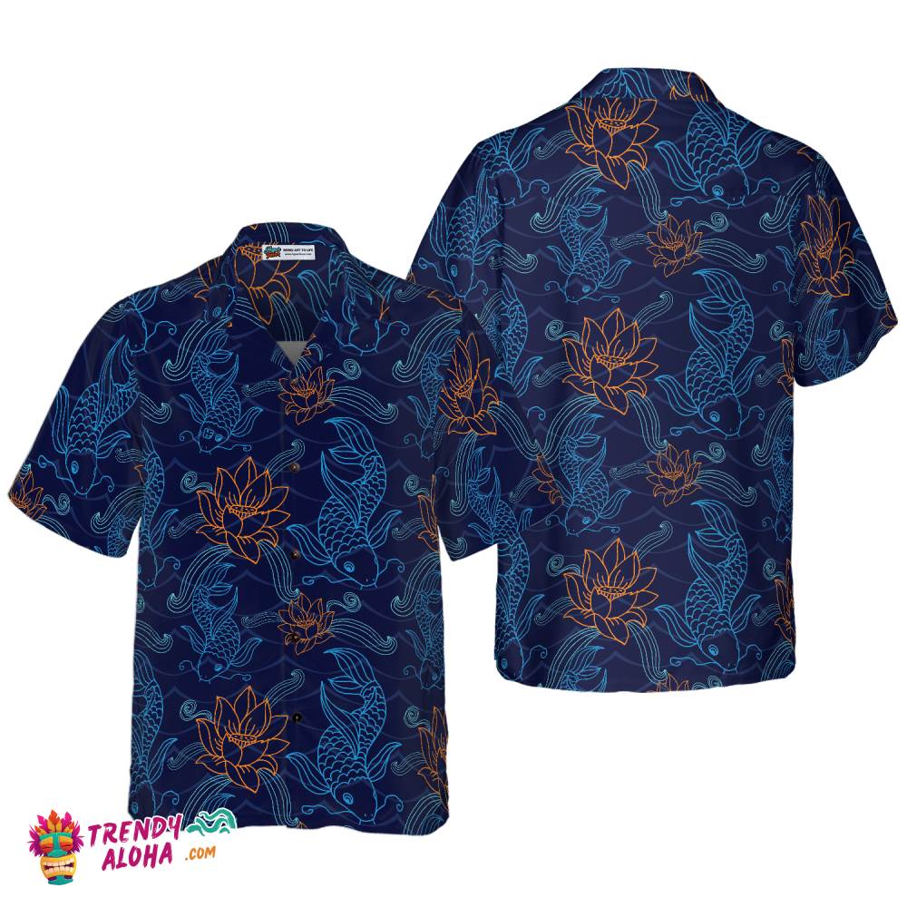 Koi Fish And Lotus Hawaiian Shirt