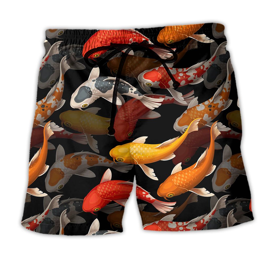 Koi Fish Beautiful Basic Style Trendy Aloha Hawaiian Beach Shorts