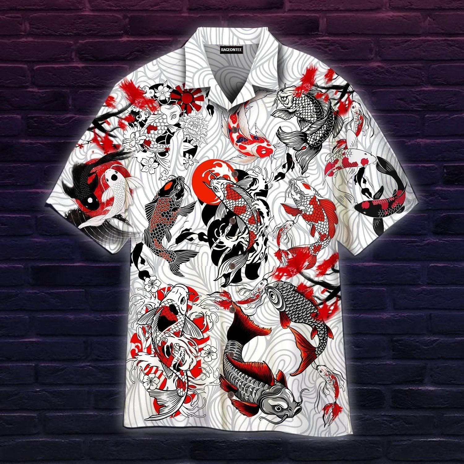 Koi Fish Inspired by Japan in Hawaiian Shirt