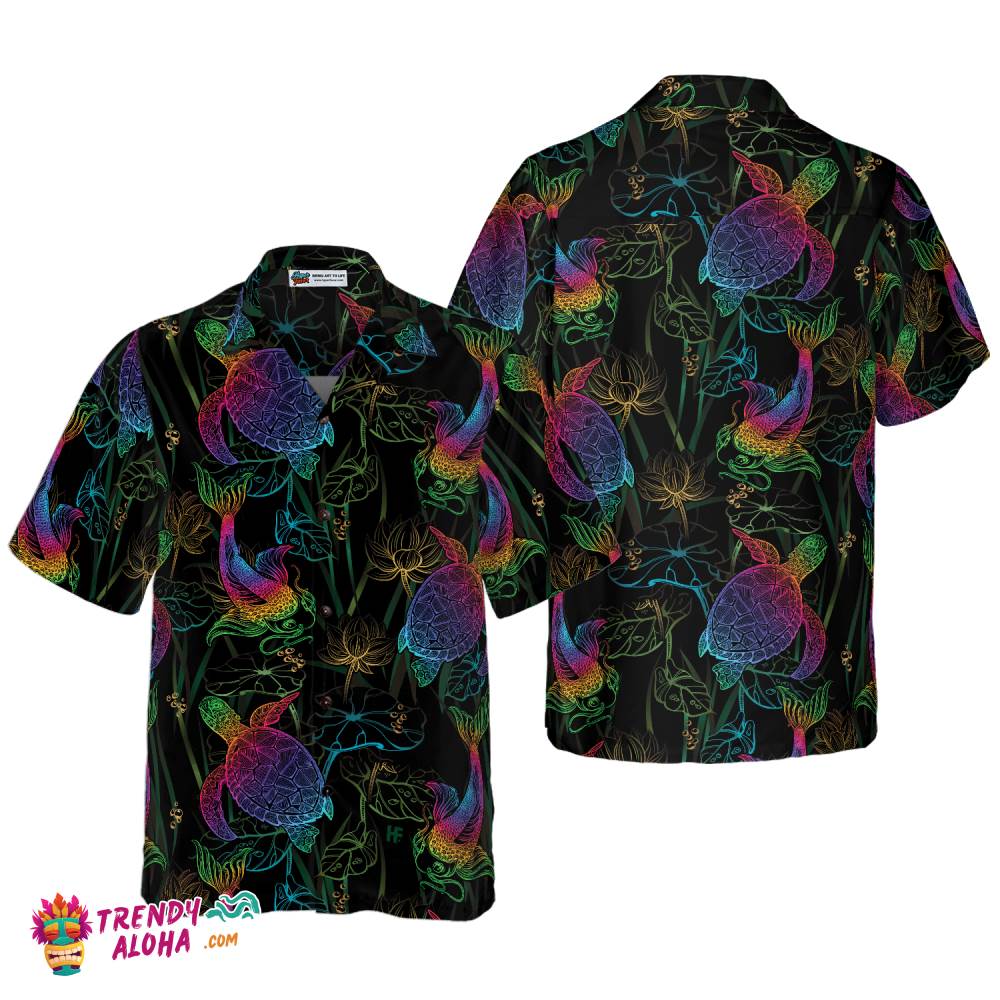 Koi, Lotus And Turtle Hawaiian Shirt
