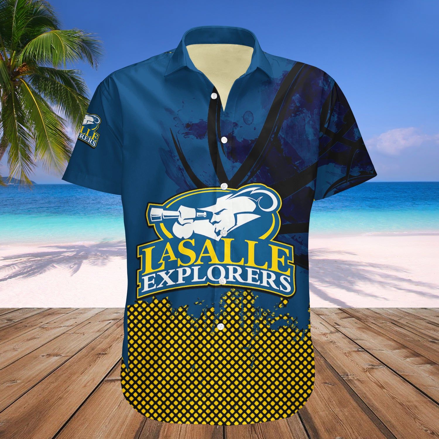 La Salle Explorers Hawaii Shirt Basketball Net Grunge Pattern – NCAA