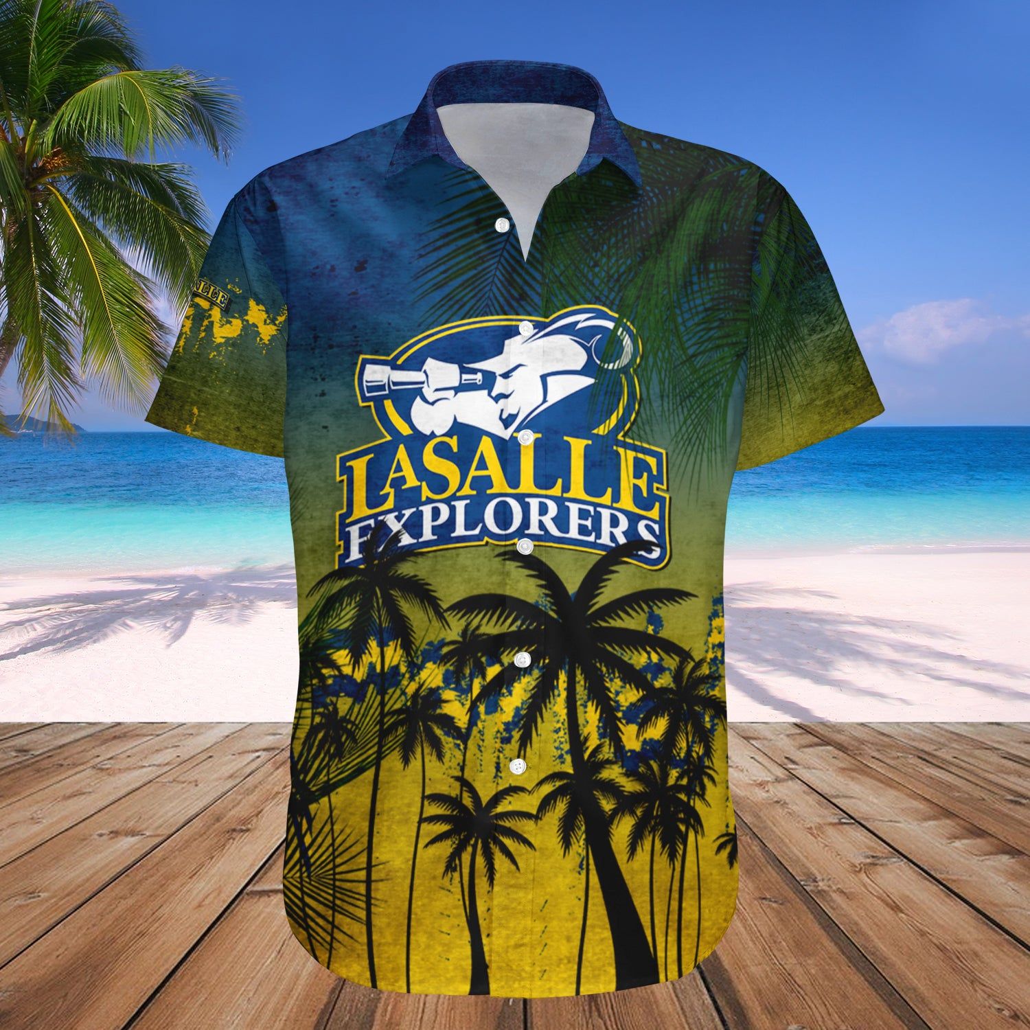 La Salle Explorers Hawaii Shirt Coconut Tree Tropical Grunge – NCAA
